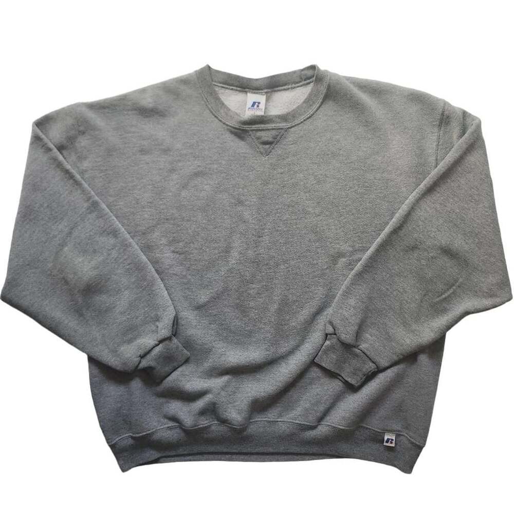 Russell Athletic Vintage Gray Blank Crewneck Sweatshirt Size L